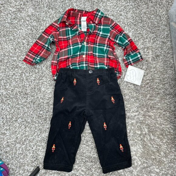 Little Me 6M Baby Holiday Outfit Flannel Shirt Corduroy Nutcracker Pants Set NWT - Picture 1 of 11